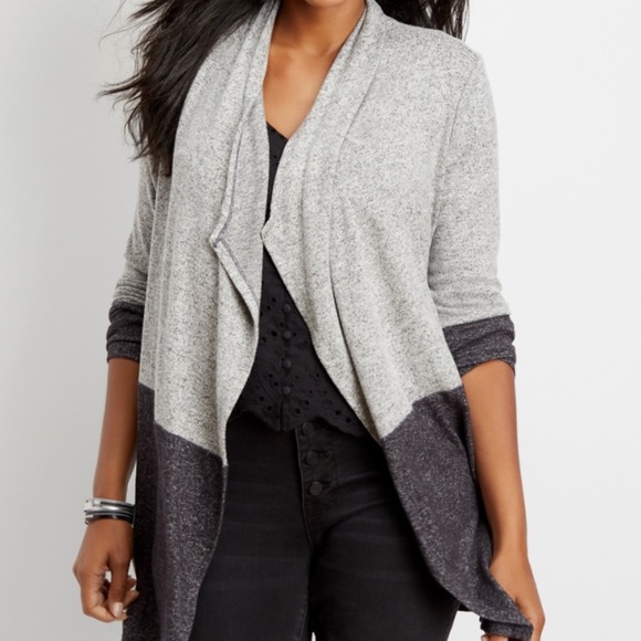 Melanie Lyne Colour Block Cascade Open Cardigan - Picture 1 of 5